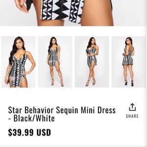 Black and white sequin dress